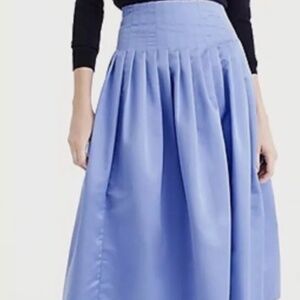 SATIN PLEATED MIDI SKIRT J crew in deep peri blue